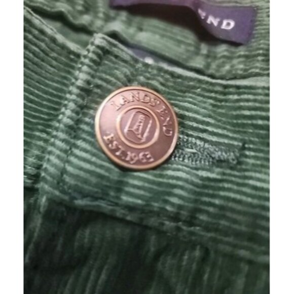 LANDS END  Hunter Green CORDUROY  Pants W/unique Elastic Wasteband Belt, 37 X 29 - Picture 3 of 6